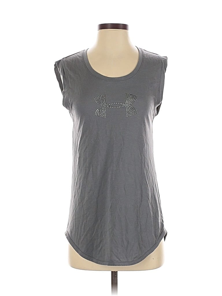 Pre-owned Under Armour Short Sleeve Top Gray Scoop Neck Tops
