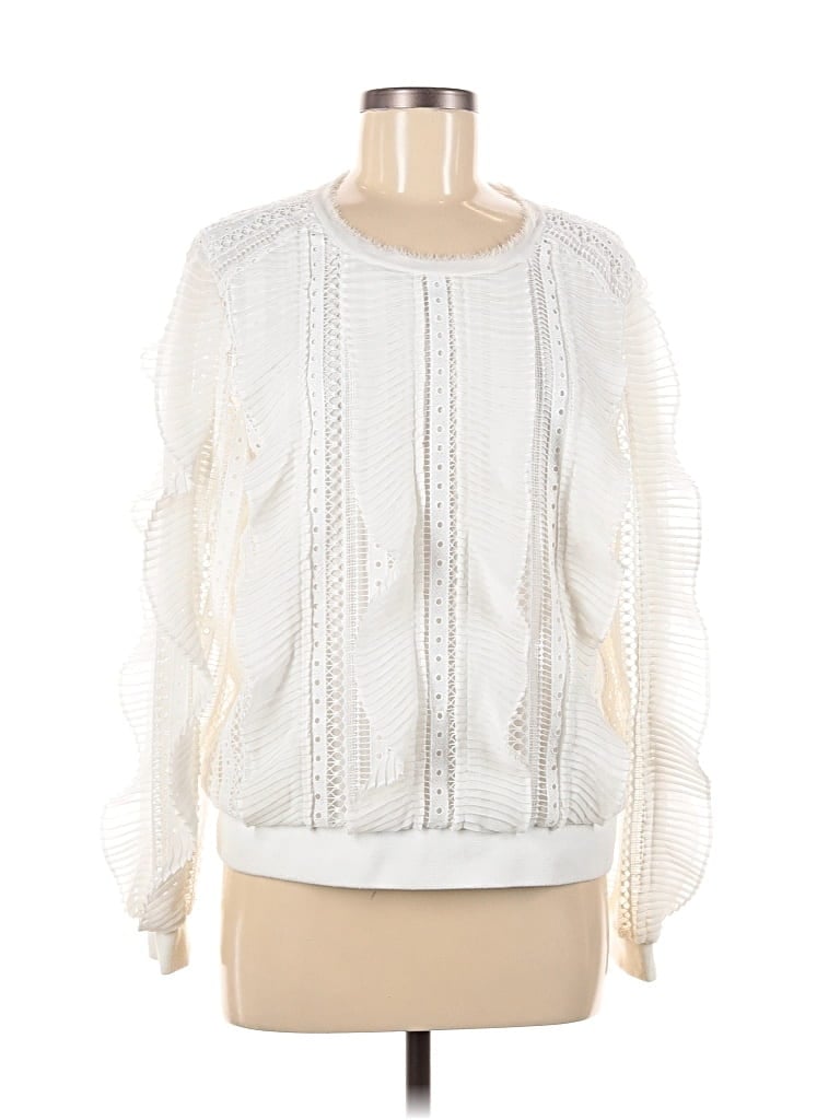 Pre-owned Daniel Rainn Long Sleeve Top Ivory Crew Neck Tops In White