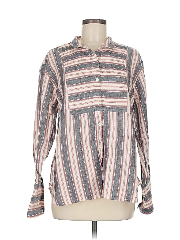 Pre-owned Frame Long Sleeve Blouse In Gray