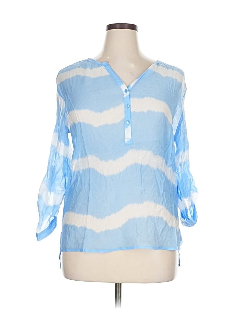 Pre-owned Grand & Greene 3/4 Sleeve Blouse In Blue
