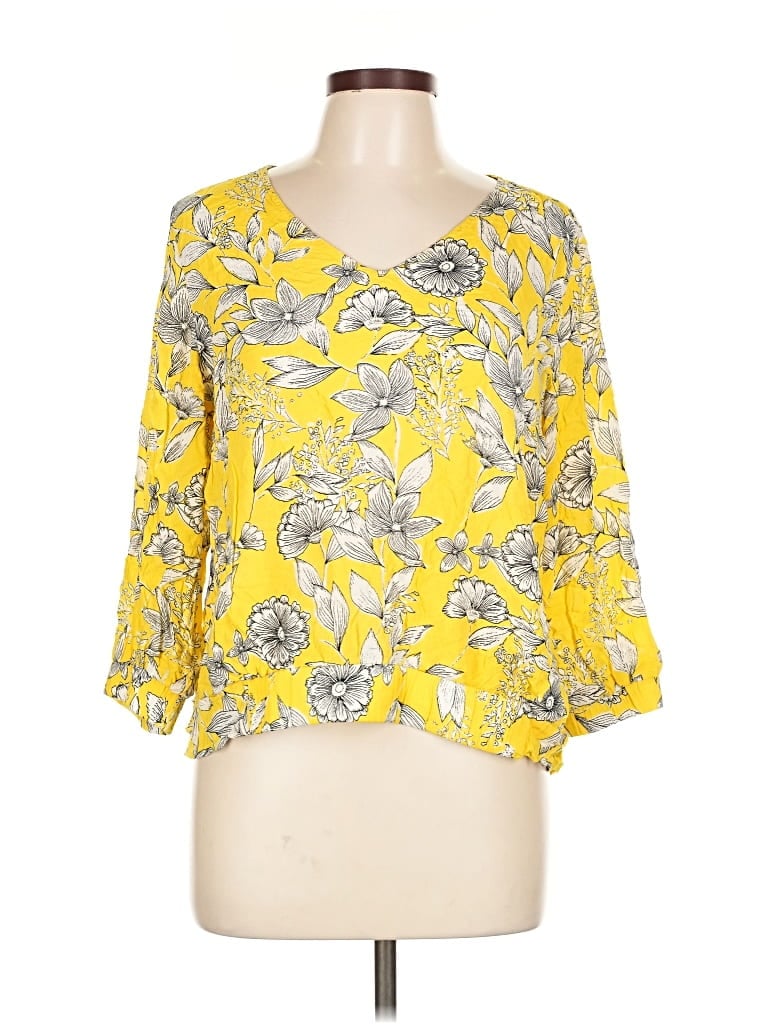Pre-owned A New Day 3/4 Sleeve Blouse In Yellow