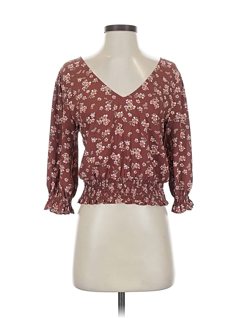 Pre-owned Nine Britton 3/4 Sleeve Blouse In Brown