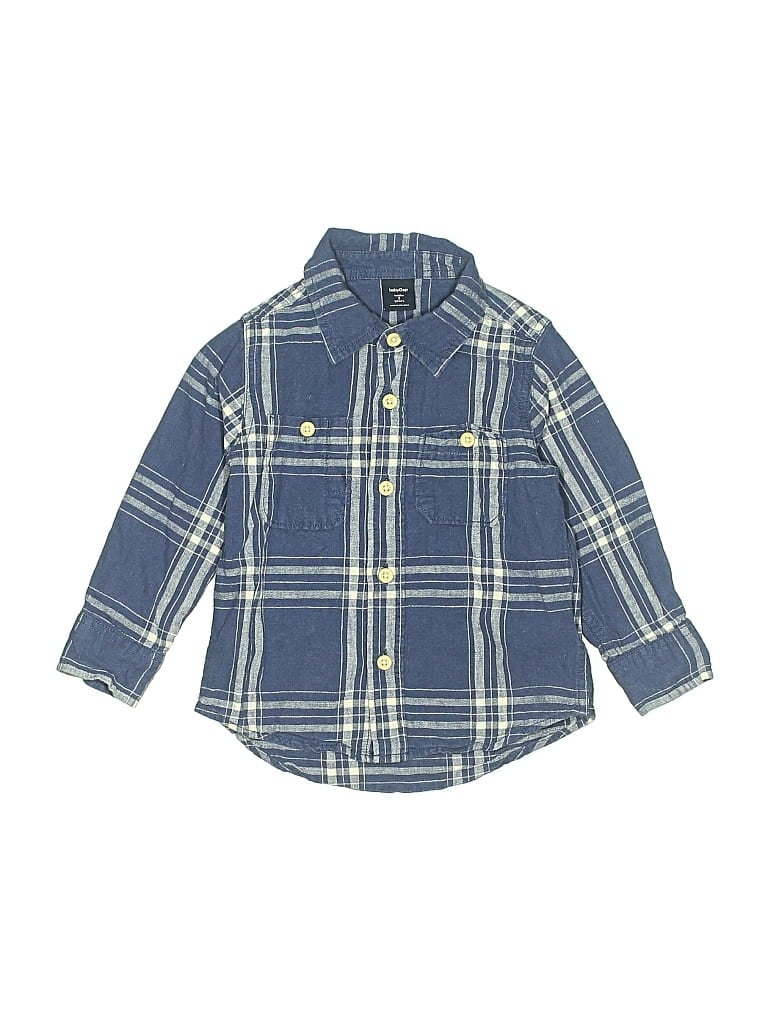 Pre-owned Baby Gap Kids' Long Sleeve Button Down Shirt In Blue