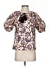 A.L.C. 100% Cotton Ivory Tan Short Sleeve Blouse Size 2 - photo 1