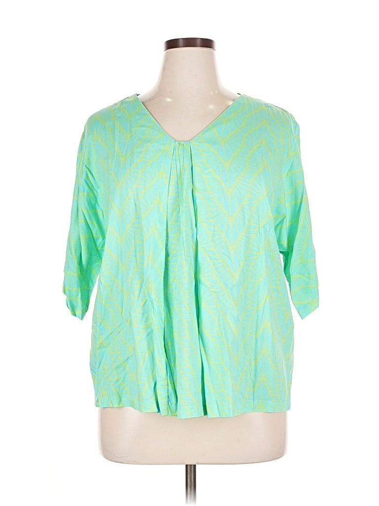 Pre-owned Escapada 3/4 Sleeve Blouse In Green