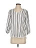 Drew 100% Cotton White Gray 3/4 Sleeve Blouse Size S - photo 1
