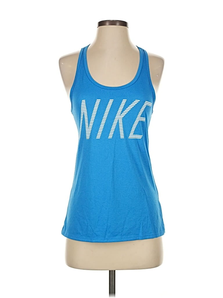 Pre-owned Nike Tank Top Blue Halter Neckline Tops