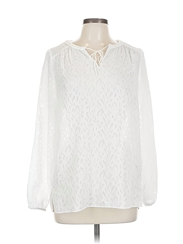 Pre-owned T Tahari Long Sleeve Blouse In White
