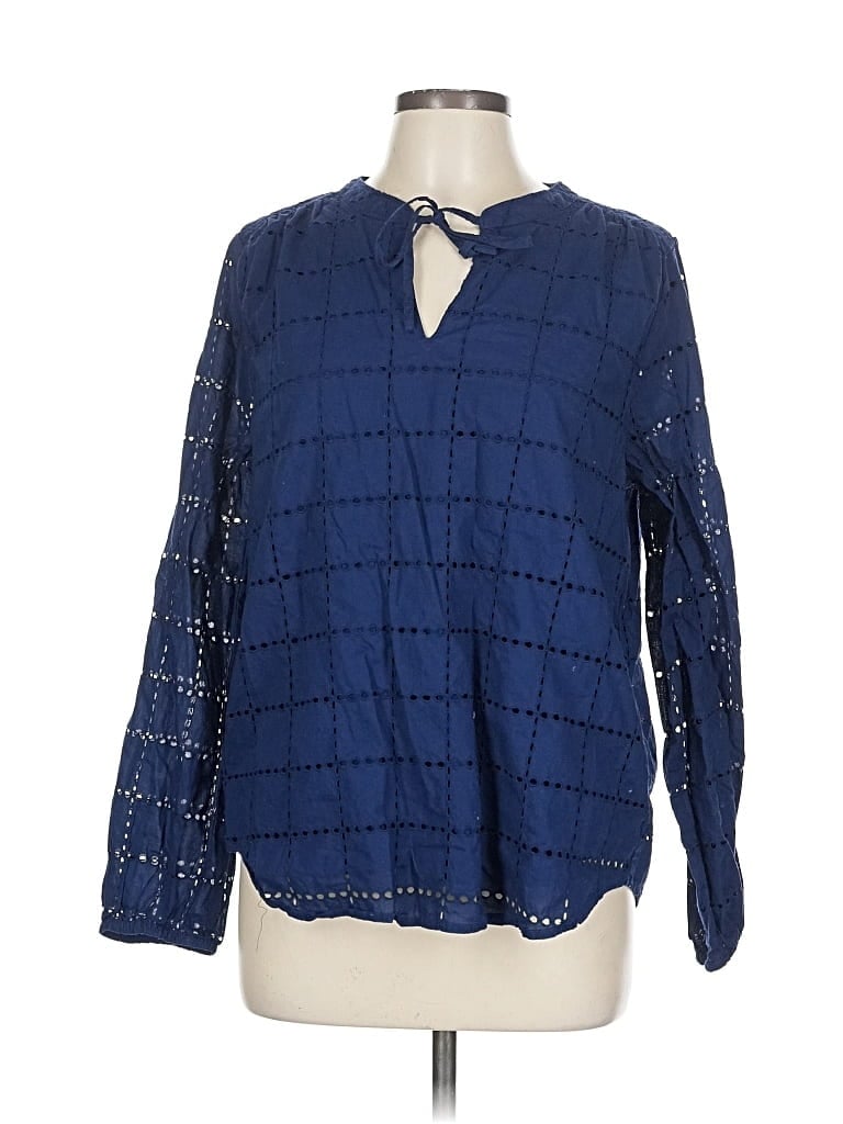 Pre-owned J.crew Factory Store Long Sleeve Blouse In Blue