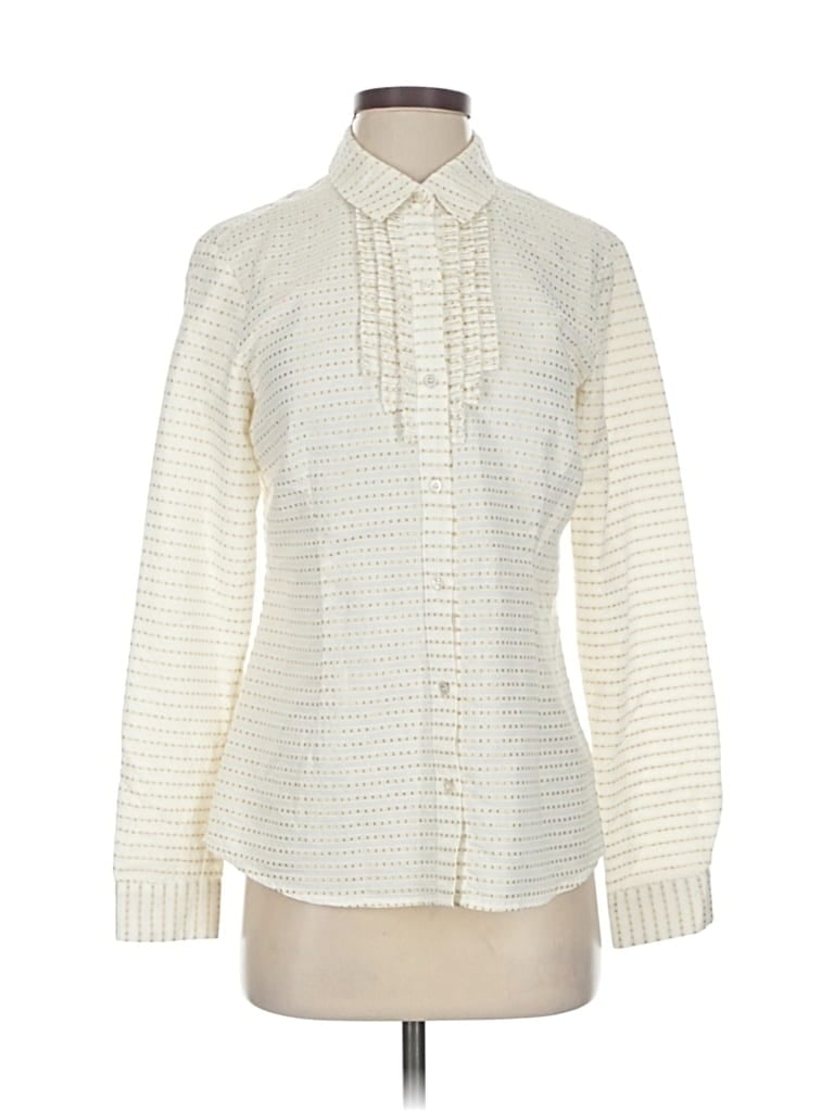 Pre-owned J. Mclaughlin Long Sleeve Blouse In White