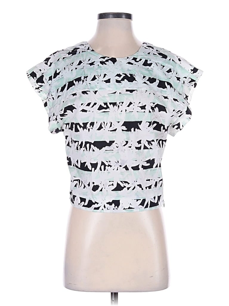 Pre-owned Kenzo Short Sleeve Top Green Ruffles Neckline Tops