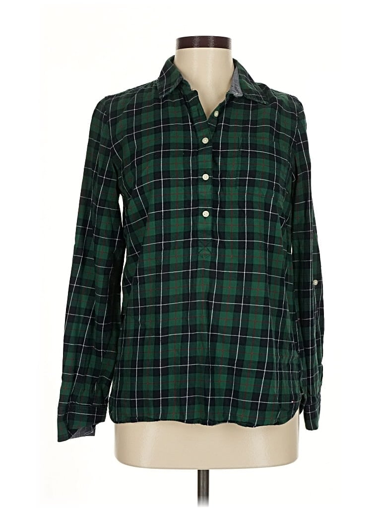 Pre-owned Tommy Hilfiger Long Sleeve Button Down Shirt In Green