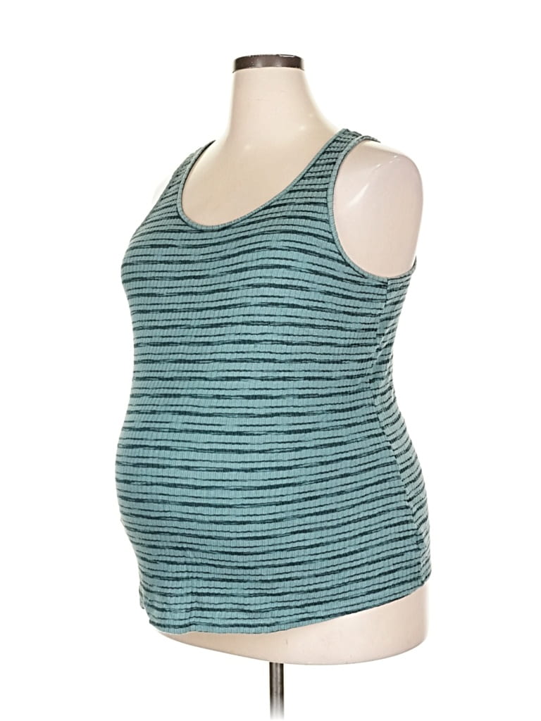 Pre-owned Liz Lange Maternity Tank Top Teal Strapless Neckline Tops In Blue