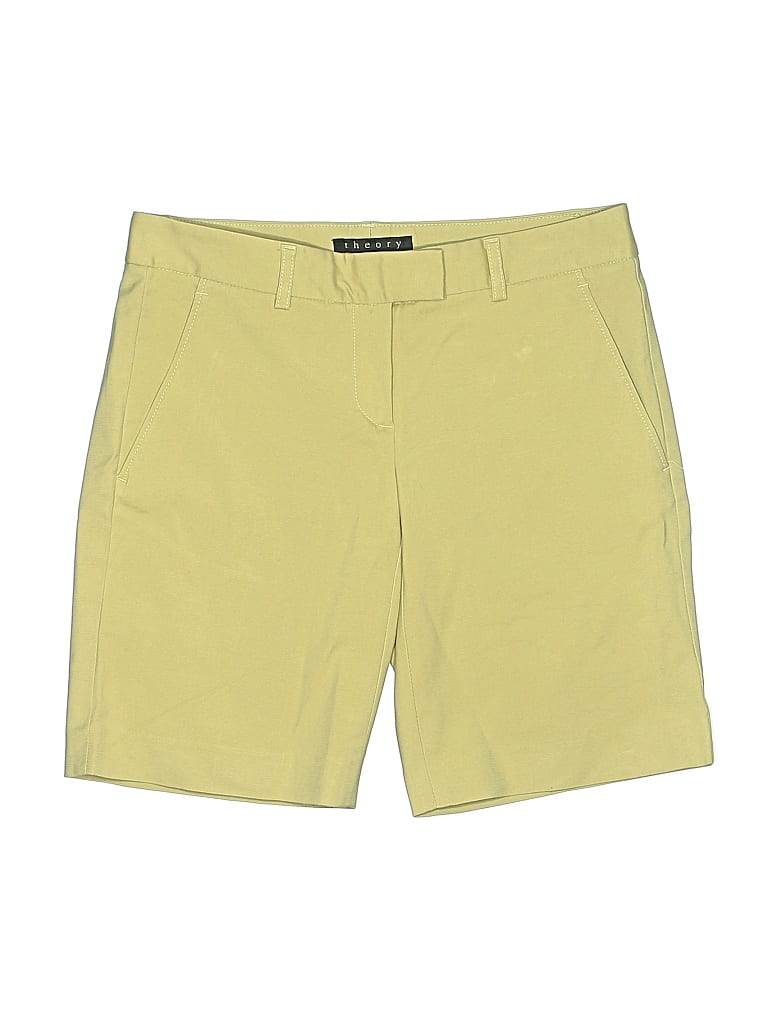 Pre-owned Theory Khaki Shorts In Yellow