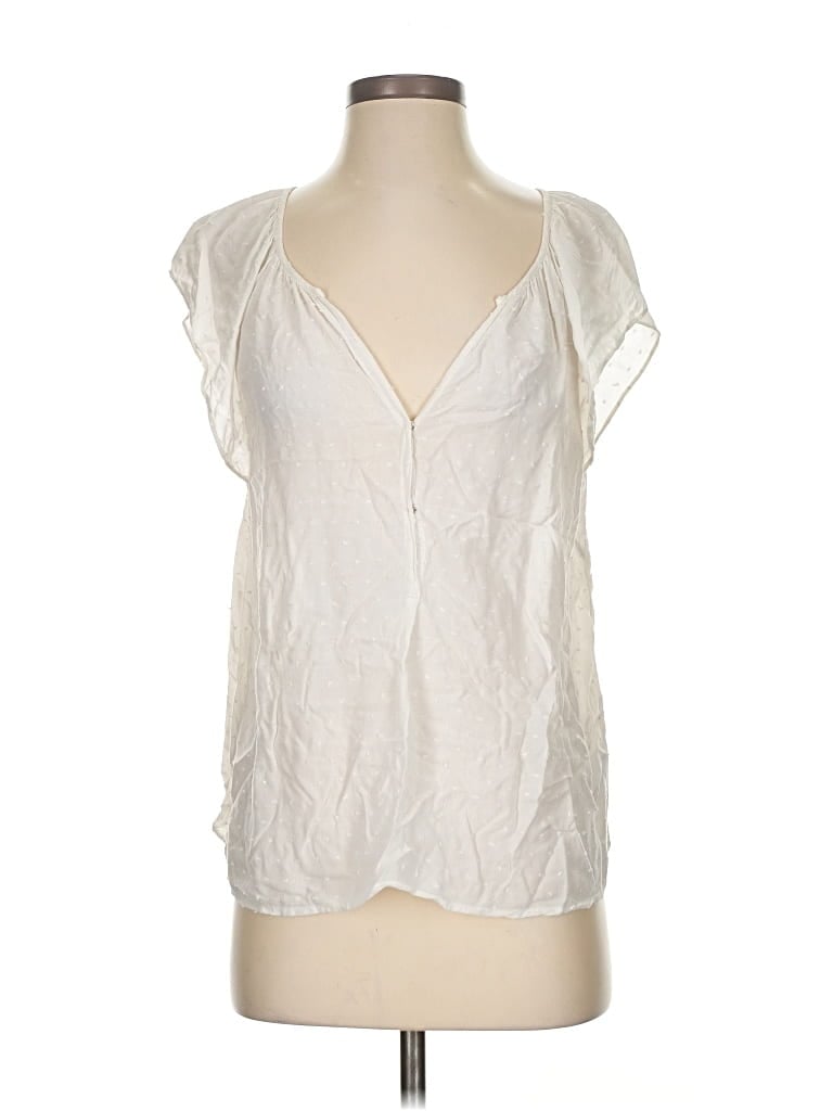 Pre-owned Velvet By Graham & Spencer Short Sleeve Blouse In White