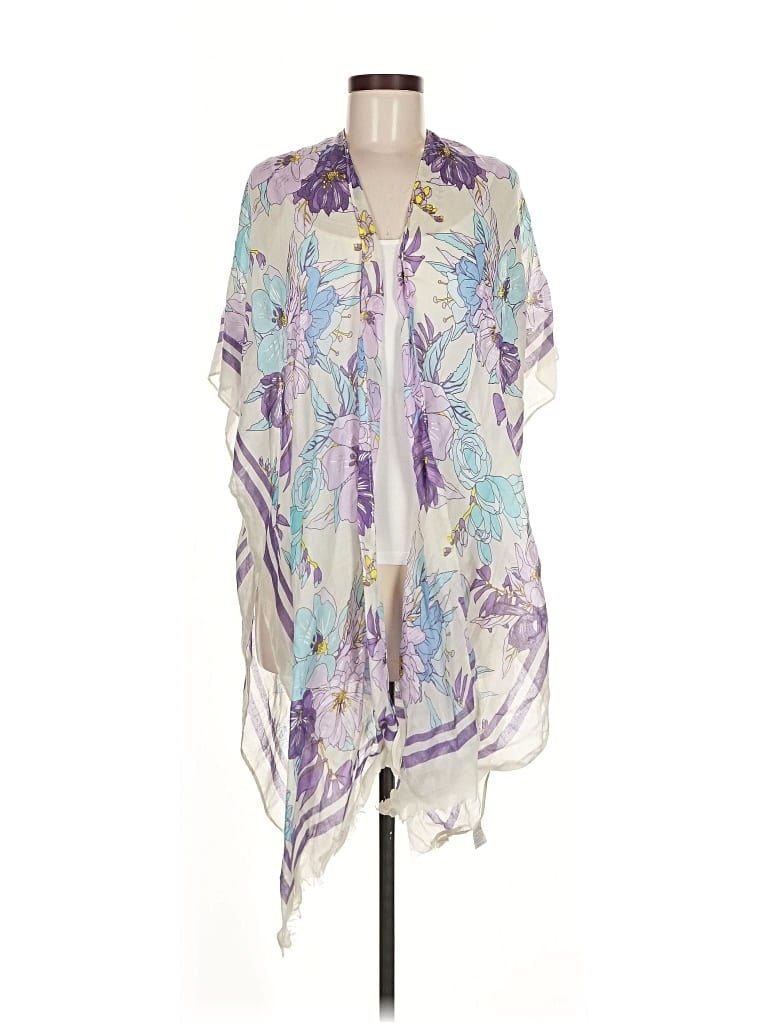 Pre-owned Woven Heart Kimono In Purple