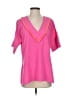 Crosby 100% Polyester Solid Pink Short Sleeve Blouse Size XS - photo 1
