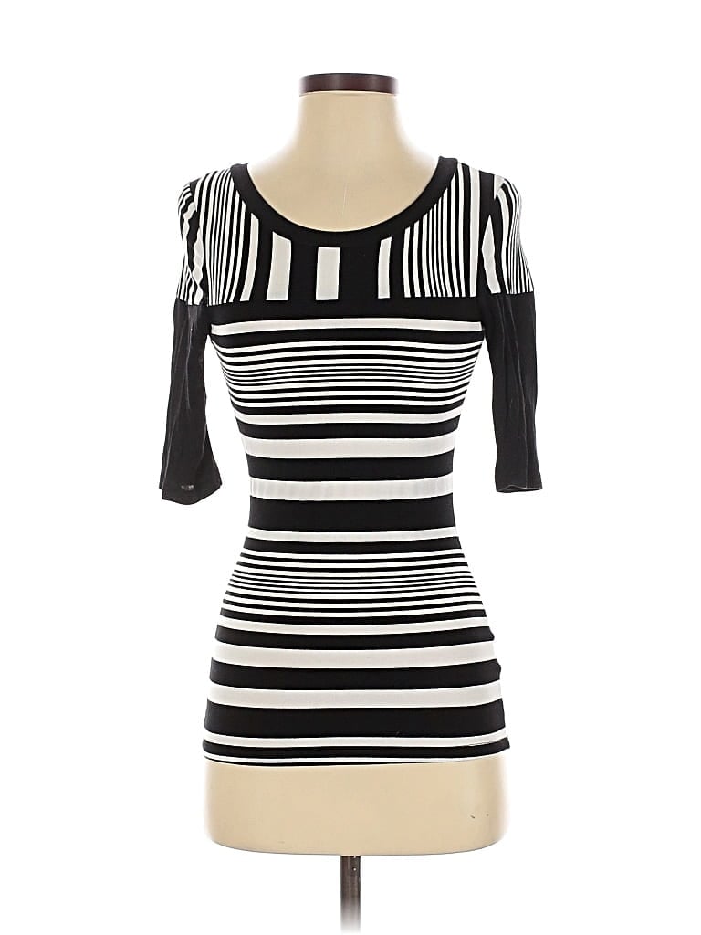 Pre-owned Bebe 3/4 Sleeve Top Black Scoop Neck Tops