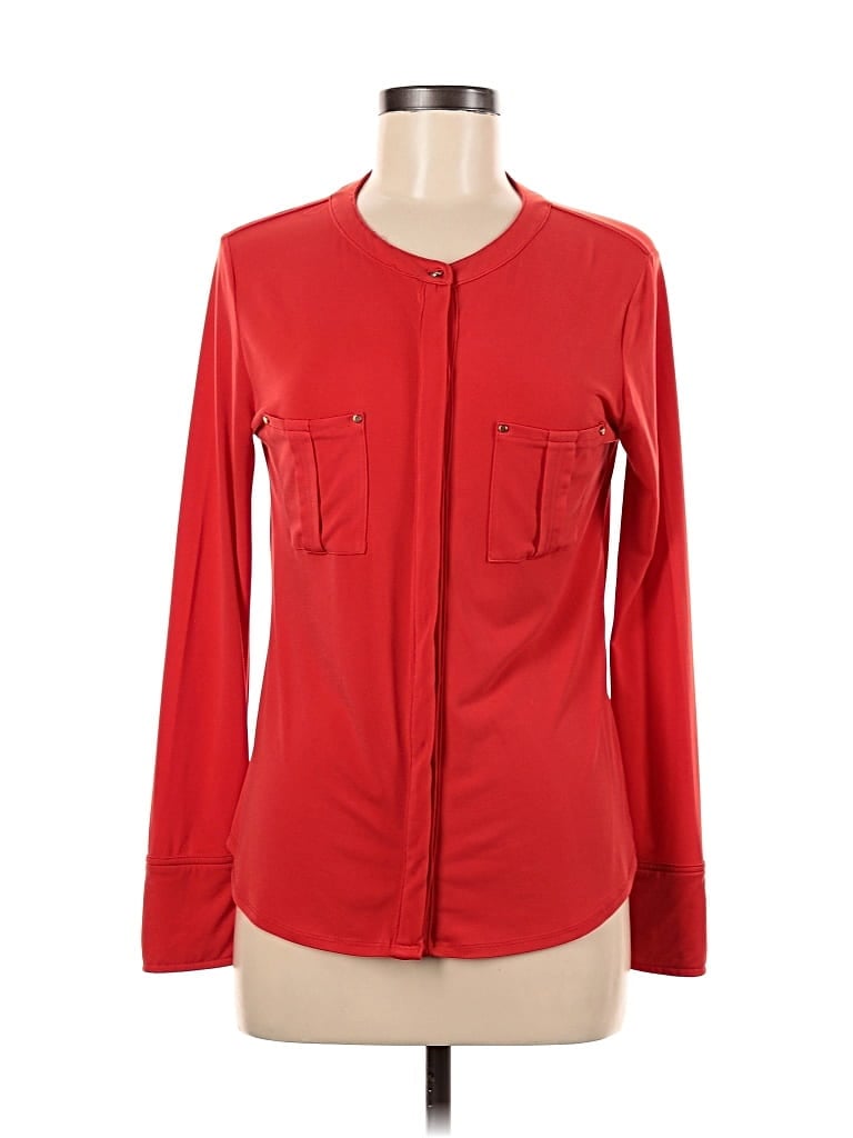 Pre-owned Dana Buchman Long Sleeve Blouse In Red