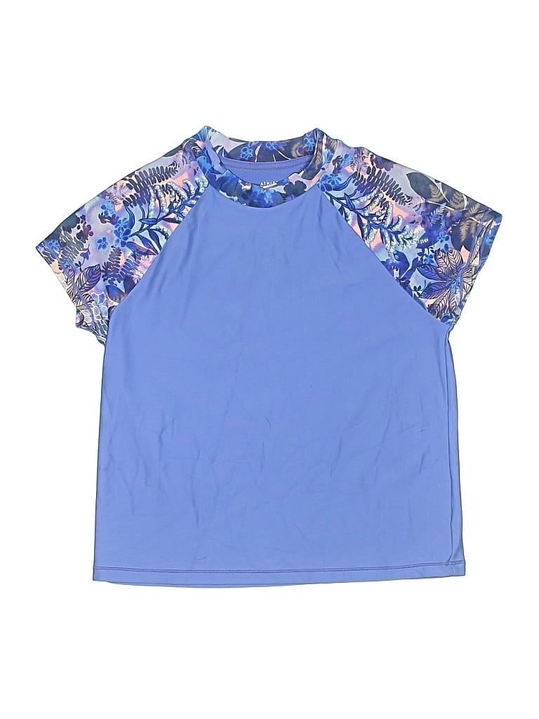 Pre-owned Athleta Girl Kids' Short Sleeve T-shirt In Blue