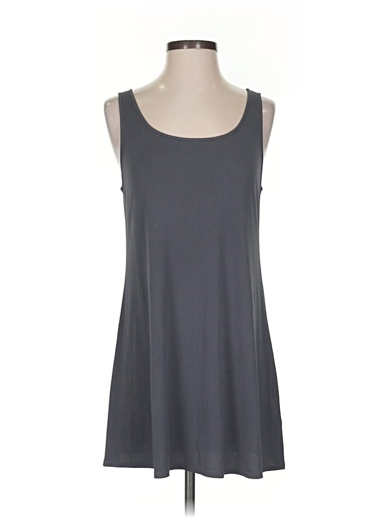 Pre-owned Eileen Fisher Sleeveless Silk Top Gray Strapless Neckline Tops