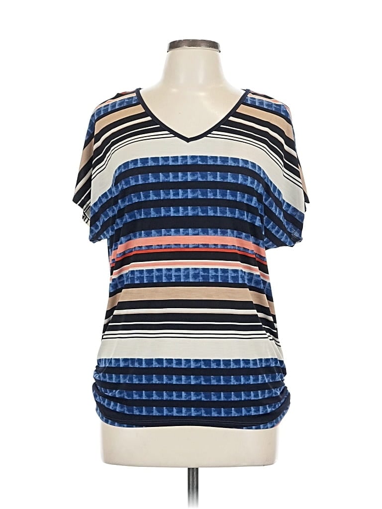 Pre-owned Naif Short Sleeve Top Blue V Neck Tops