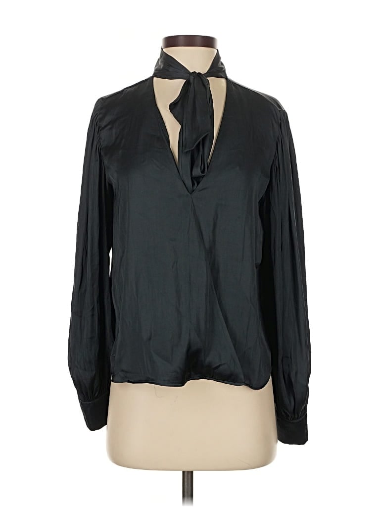 Pre-owned Mng Long Sleeve Blouse In Black