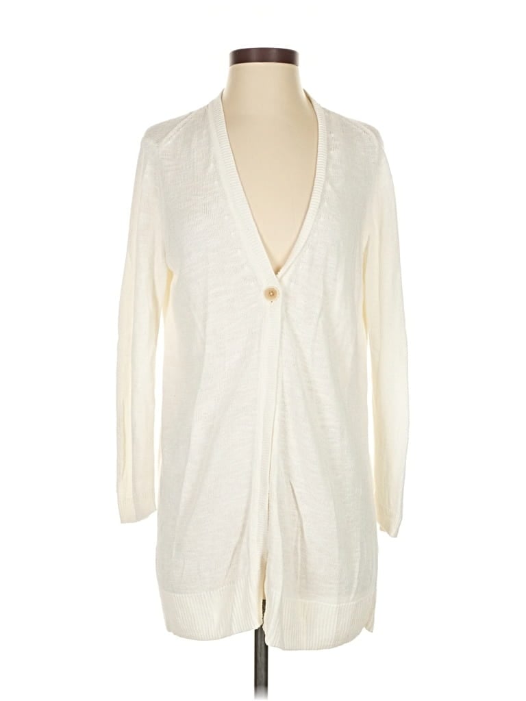 Pre-owned Banana Republic Factory Store Cardigan Sweater In White