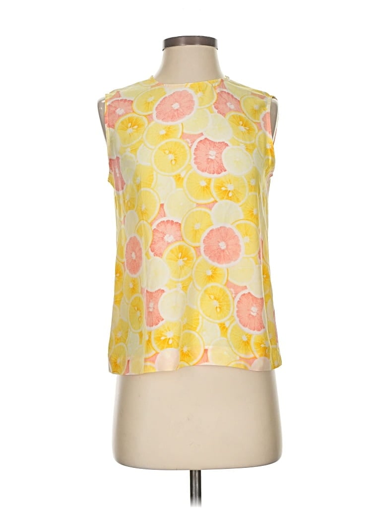 Pre-owned Equipment Sleeveless Silk Top Yellow Halter Neckline Tops