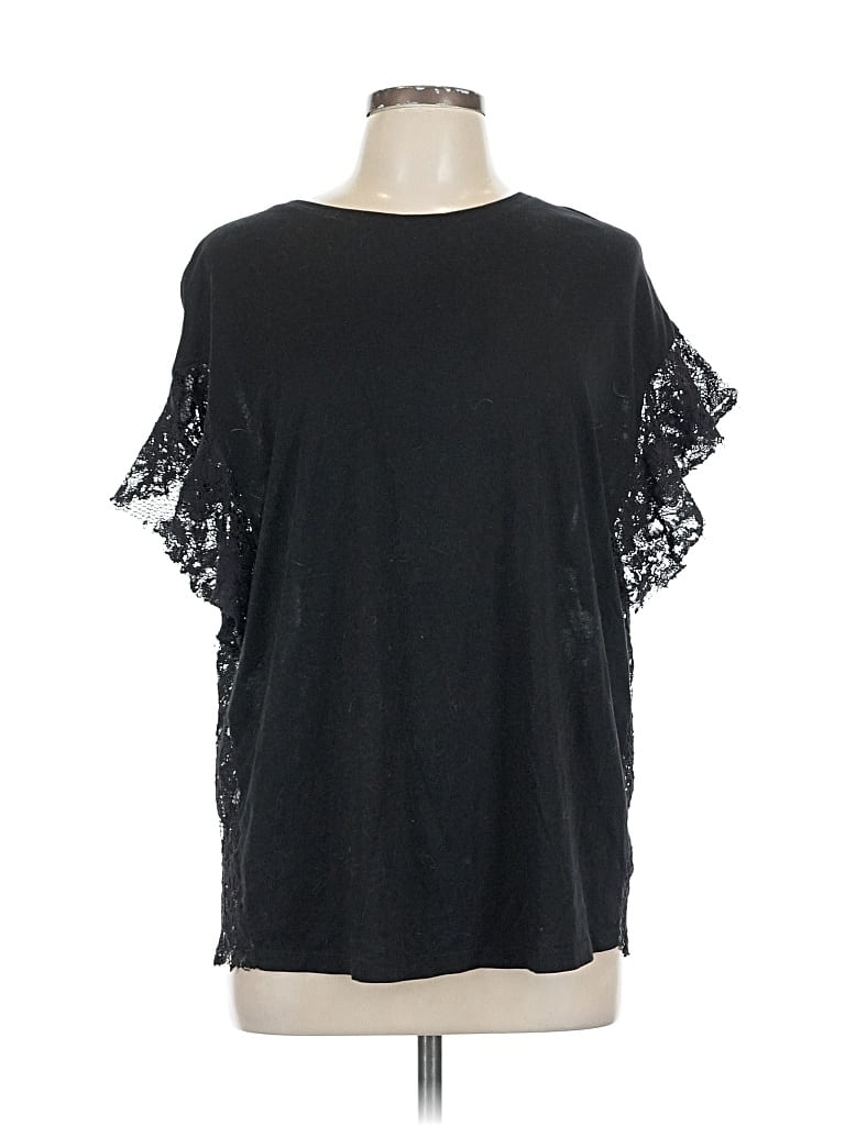 Pre-owned Adriano Goldschmied Short Sleeve Top Black Cold Shoulder Neckline Tops