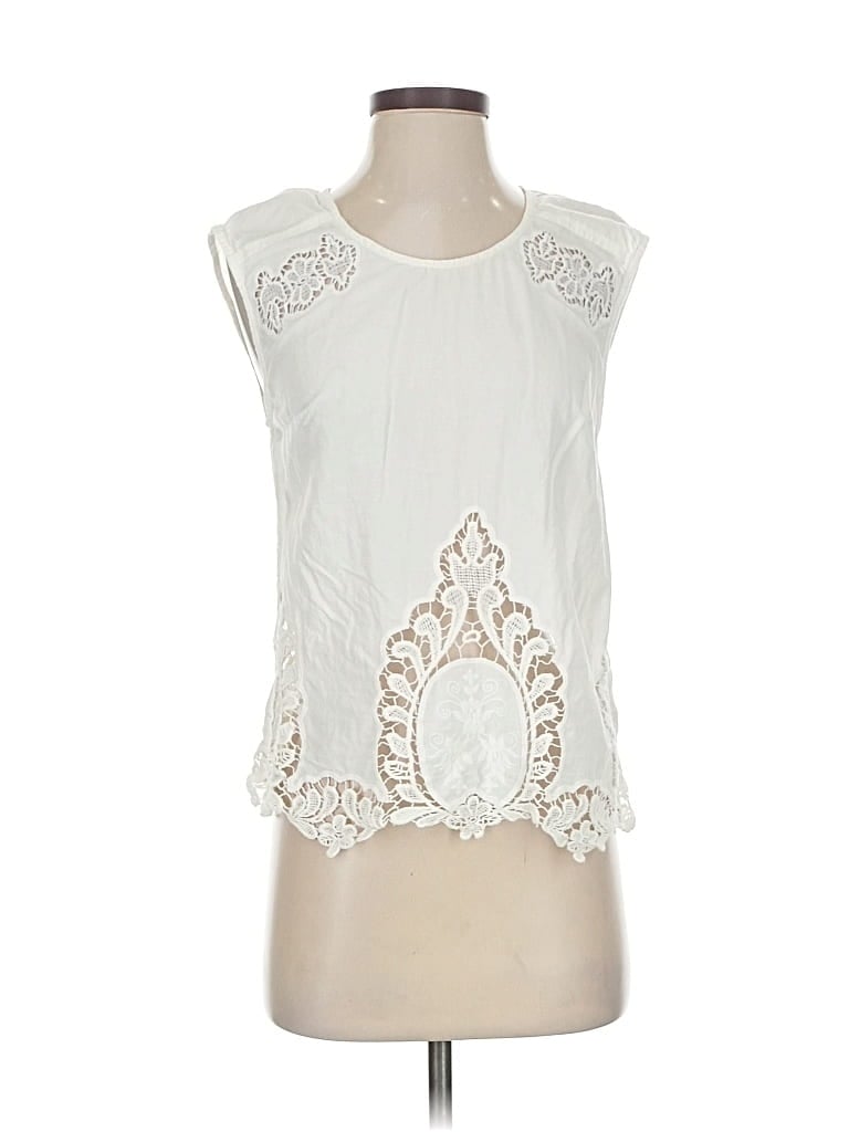 Pre-owned Cynthia Rowley Sleeveless Blouse In White