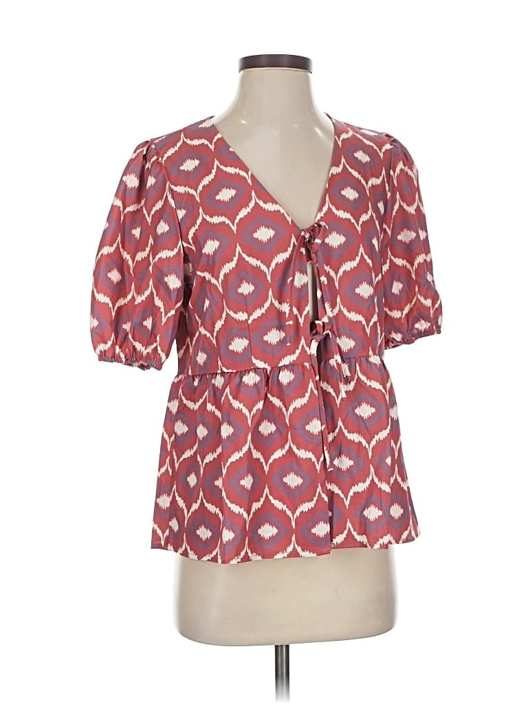Pre-owned Unbranded Short Sleeve Blouse In Brown