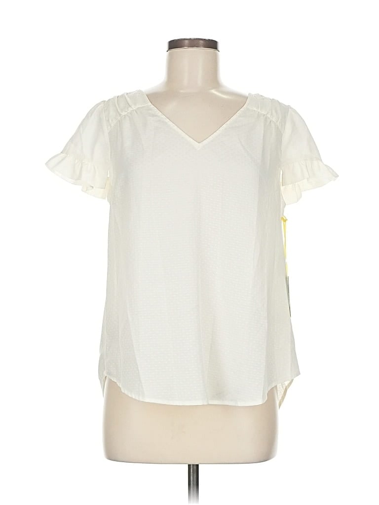 Pre-owned Cece Short Sleeve Blouse In White