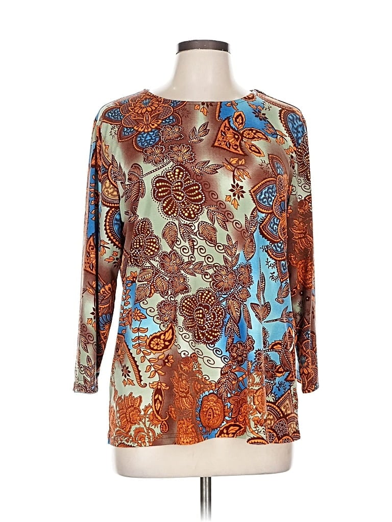 Pre-owned Serengeti 3/4 Sleeve Blouse In Brown