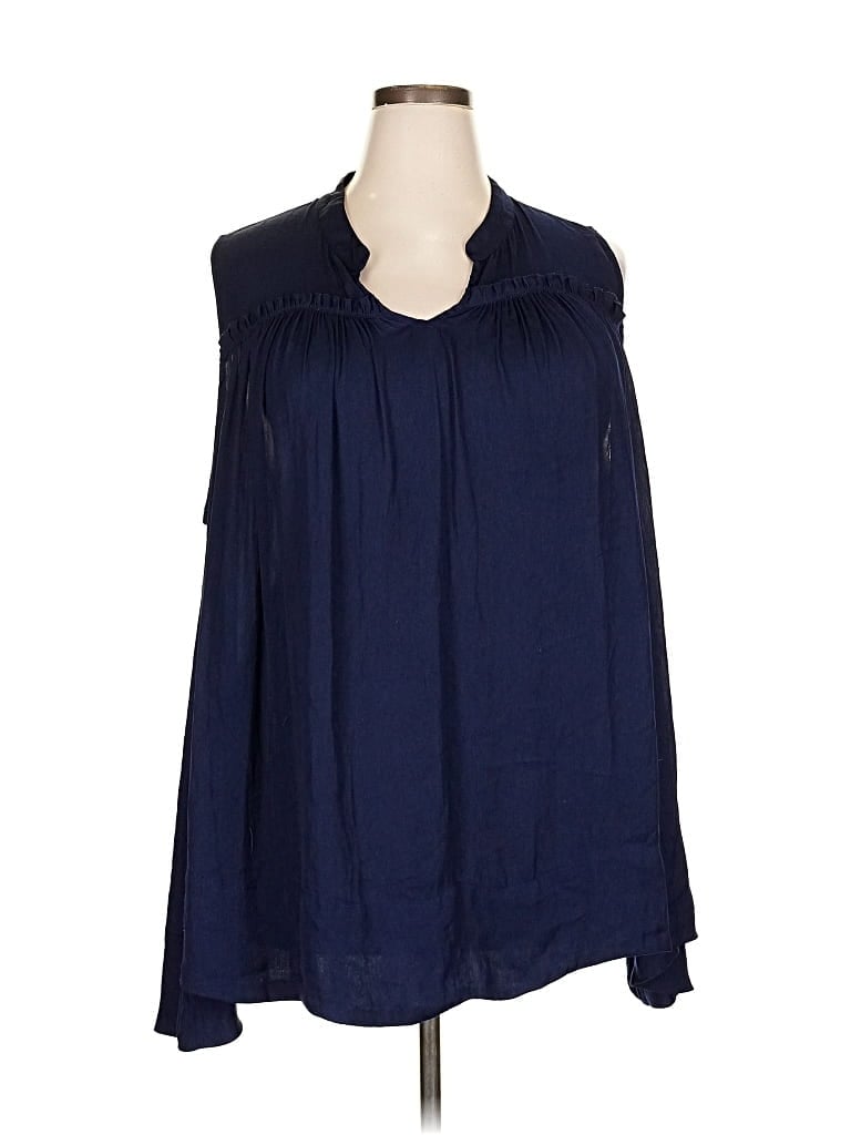 Pre-owned Lane Bryant Long Sleeve Blouse In Blue