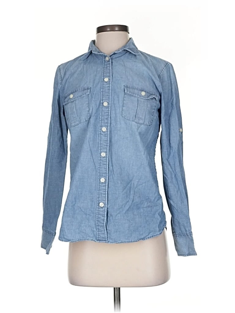 Pre-owned J.crew Factory Store Long Sleeve Button Down Shirt In Blue