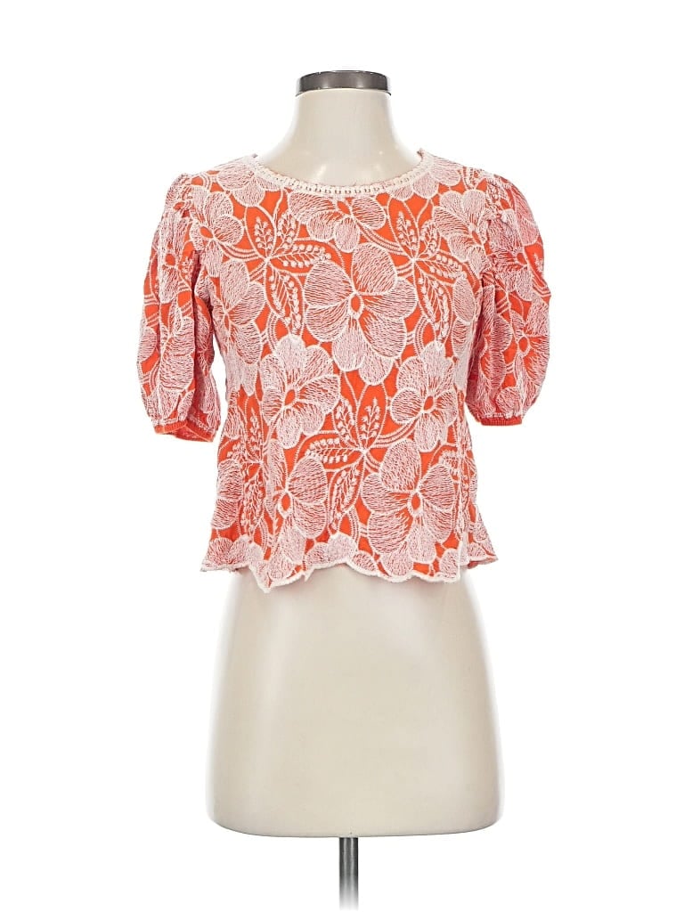 Pre-owned Solitaire Short Sleeve Blouse In Orange