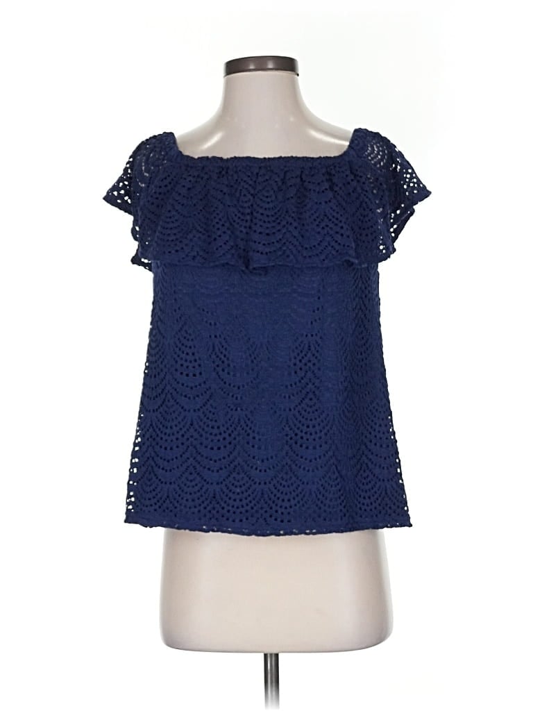 Pre-owned Lilly Pulitzer Short Sleeve Blouse In Blue