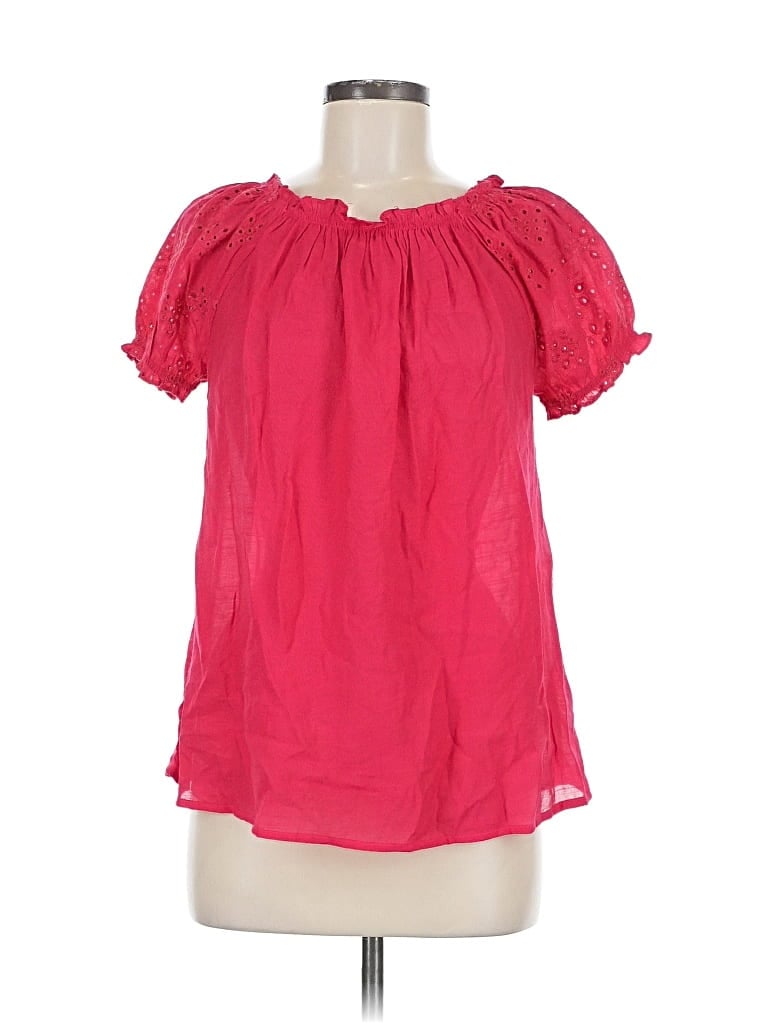 Pre-owned Como Blu Short Sleeve Blouse In Pink