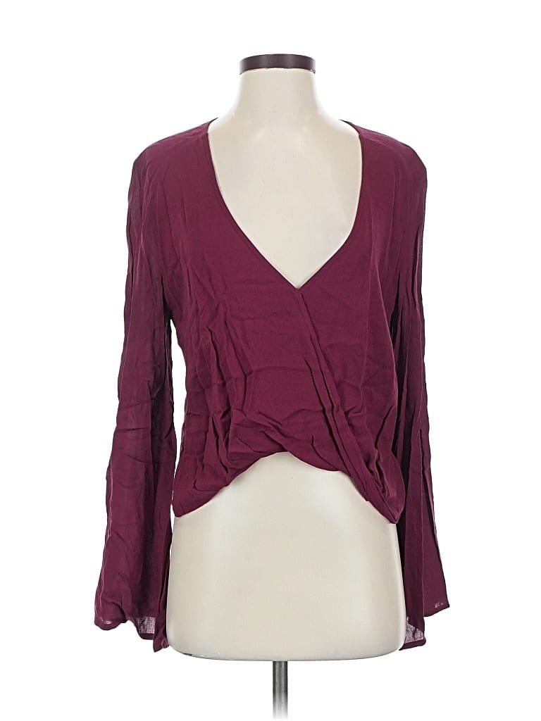 Pre-owned Blue Life Long Sleeve Blouse In Burgundy