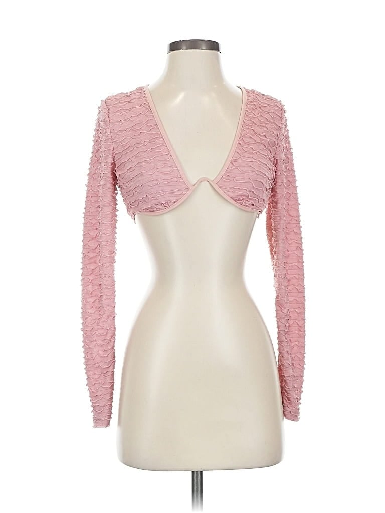 Shein Long Sleeve Top Pink Sweetheart Neckline Tops In Multi