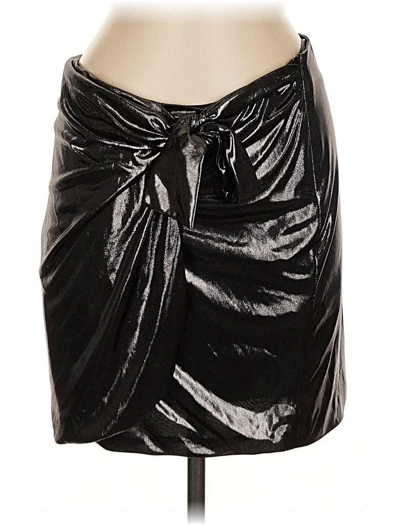 Pre-owned Zara Faux Leather Skirt In Black