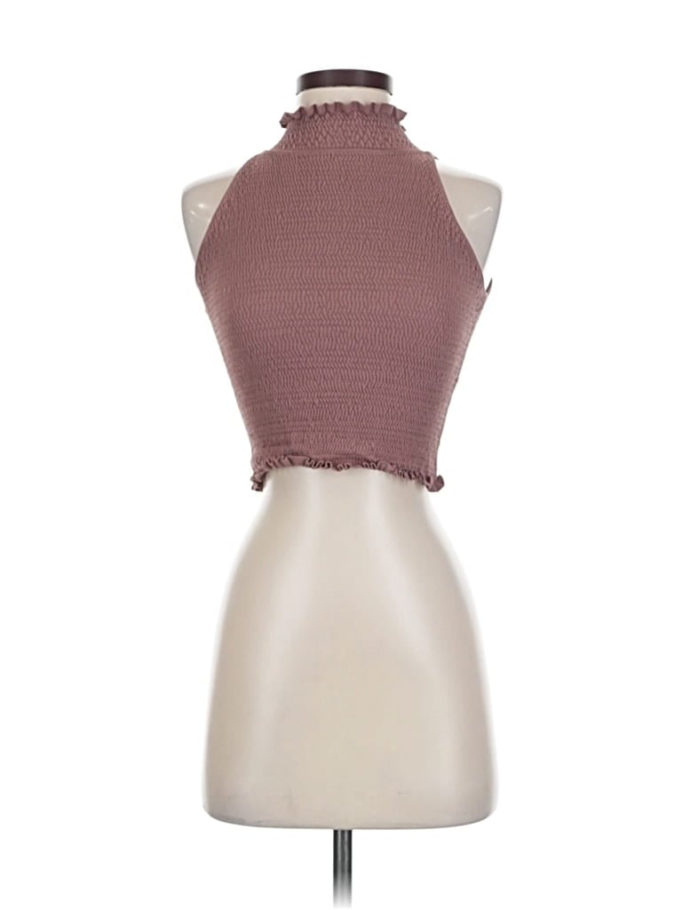 Pre-owned Zara Sleeveless Top Burgundy Halter Neckline Tops
