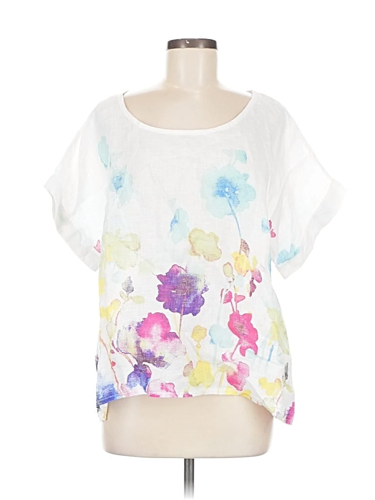 Pre-owned Colette Short Sleeve Blouse In White