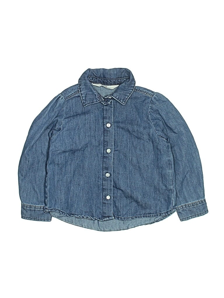 Pre-owned H&m Kids' Long Sleeve Button Down Shirt In Blue