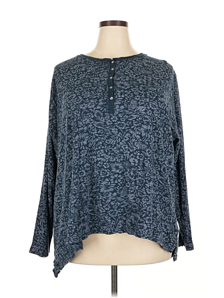 Pre-owned Chaps Long Sleeve Henley Shirt In Blue