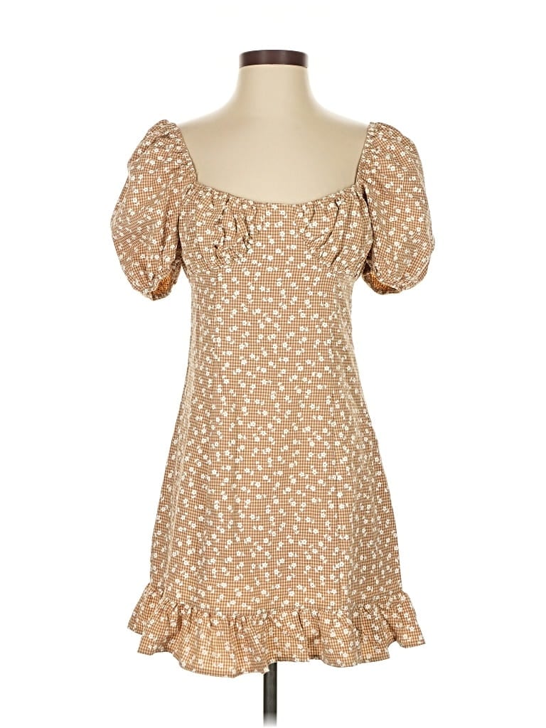 Pre-owned Prettylittlething Casual Dress In Brown