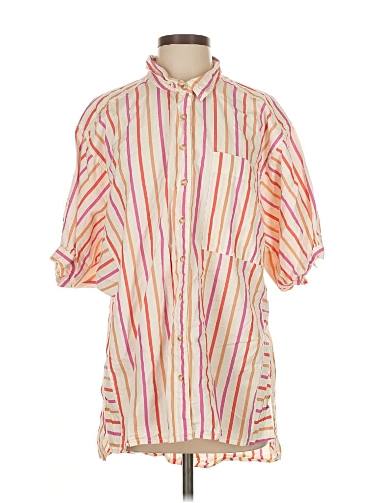 Pre-owned Pilcro 3/4 Sleeve Button Down Shirt In Pink