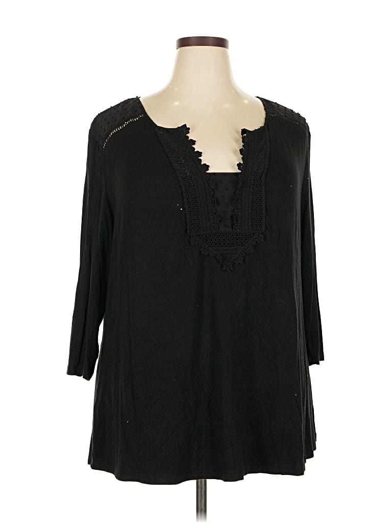 Pre-owned Daniel Rainn 3/4 Sleeve Blouse In Black