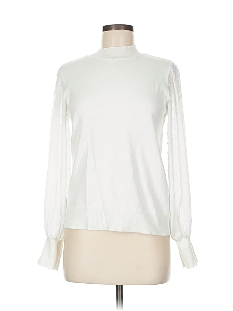 Pre-owned Cece Long Sleeve Blouse In White